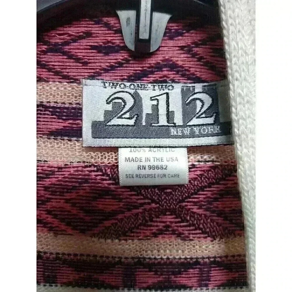 Two One Two 212 New York Open Front Cardigan Sweater Pink & White Women's Small - Picture 2 of 4